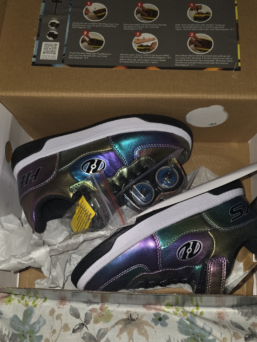 Heelys Kids Iridescent Purple-Blue-Green Light-Up Skate Sneakers